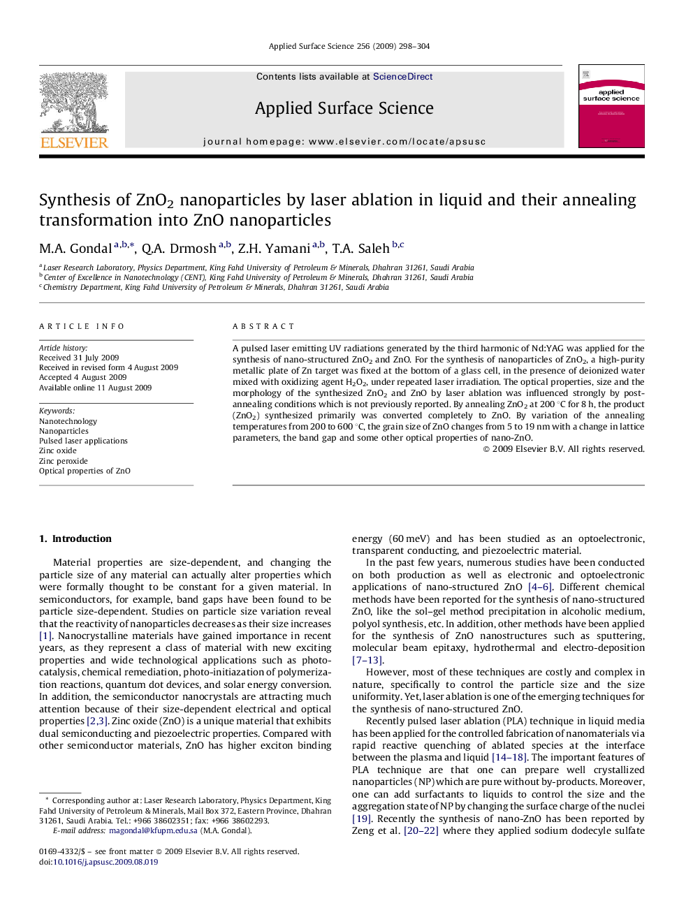 Synthesis of ZnO2 nanoparticles by laser ablation in liquid and their annealing transformation into ZnO nanoparticles