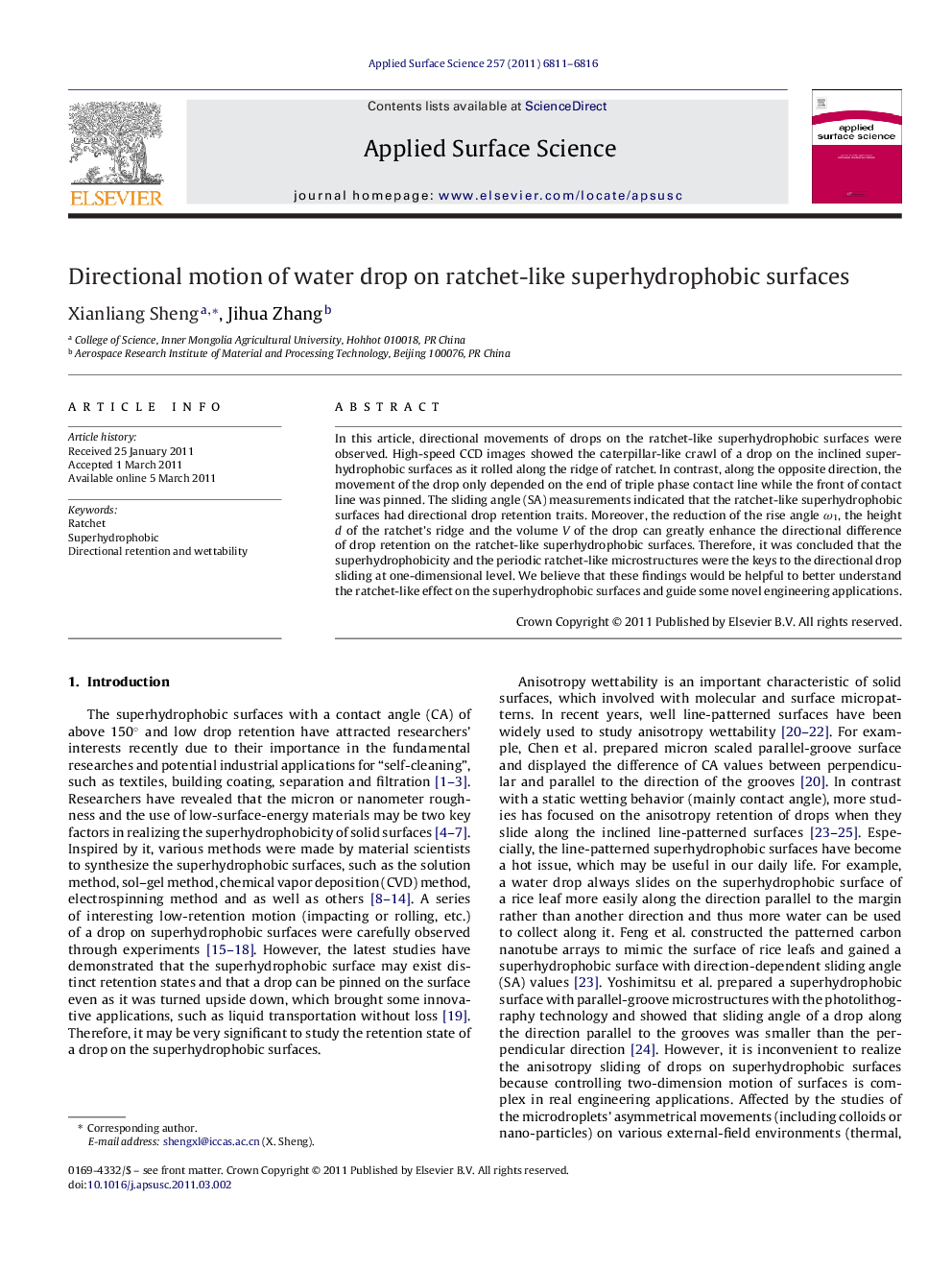 Directional motion of water drop on ratchet-like superhydrophobic surfaces