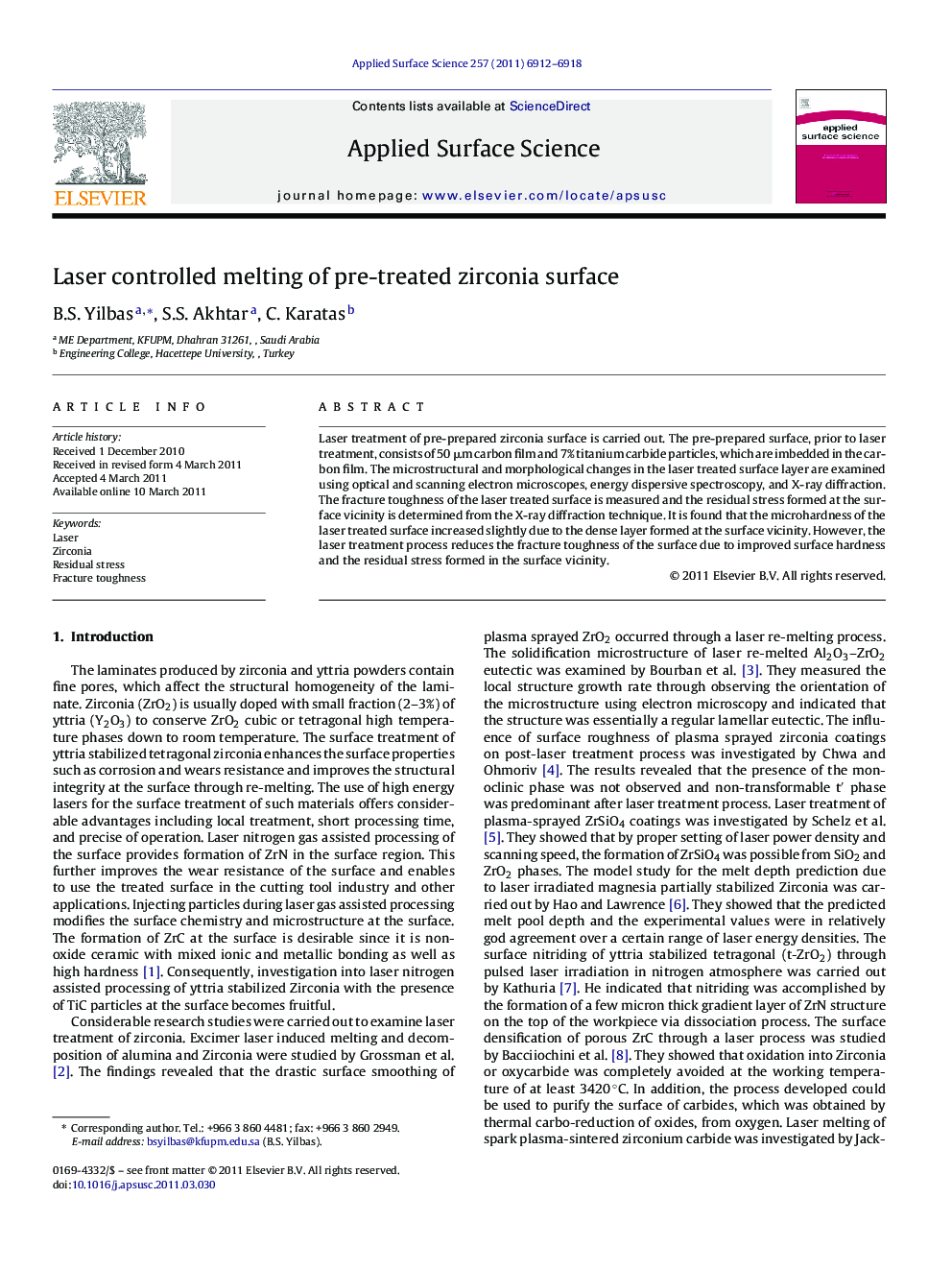 Laser controlled melting of pre-treated zirconia surface