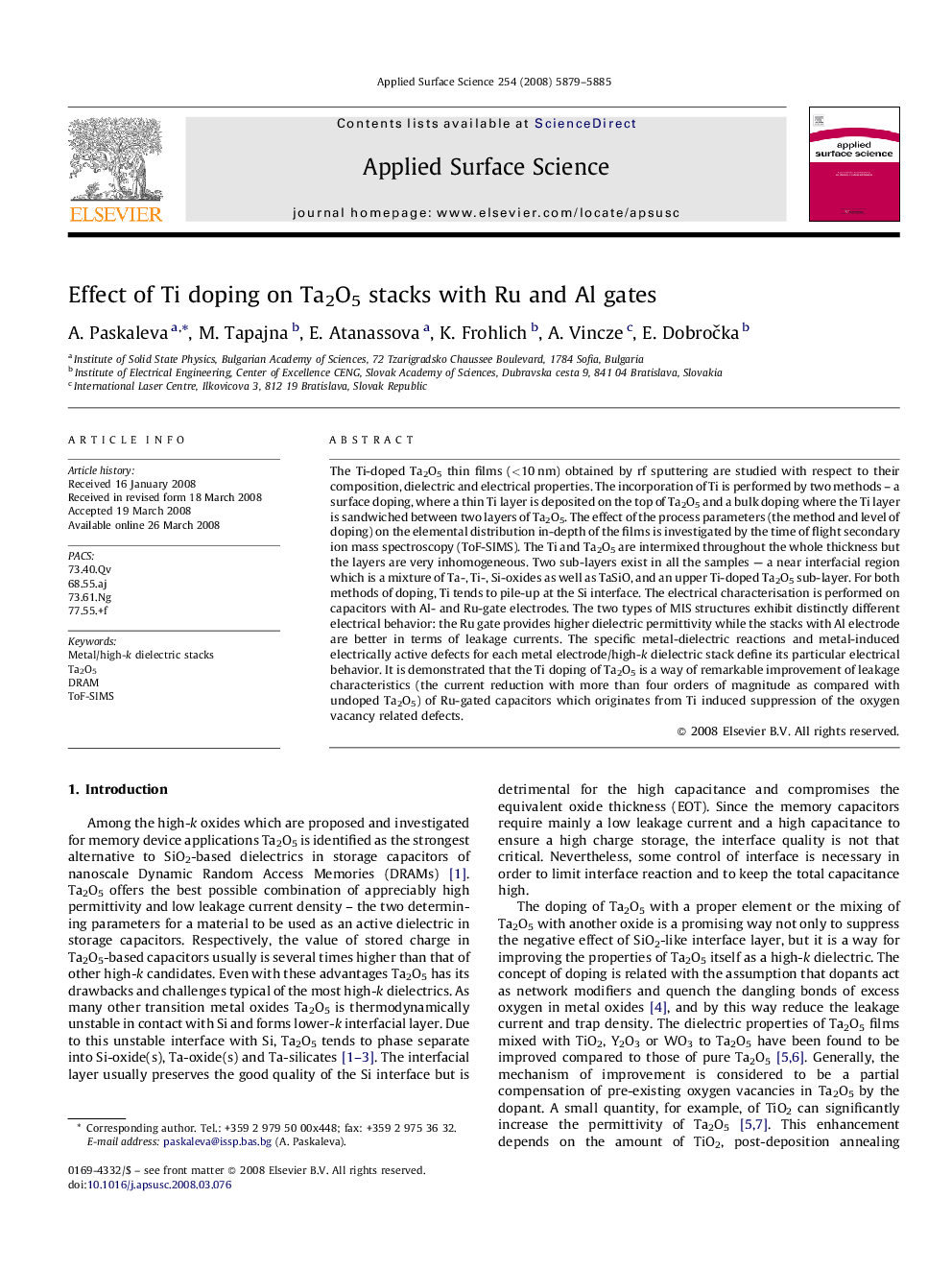 Effect of Ti doping on Ta2O5 stacks with Ru and Al gates