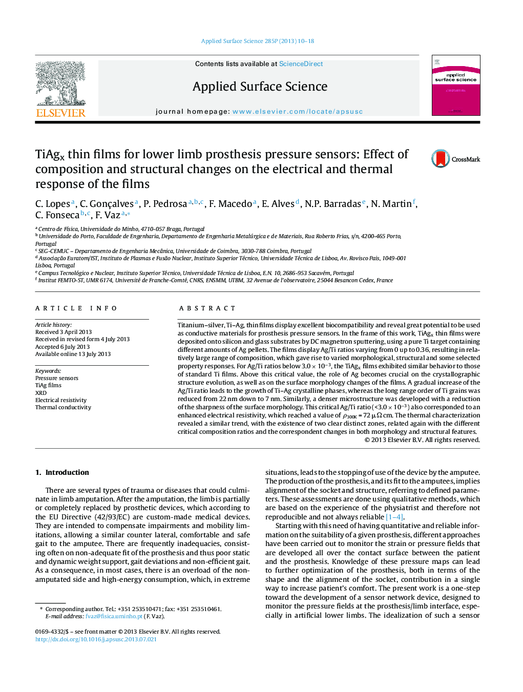 TiAgx thin films for lower limb prosthesis pressure sensors: Effect of composition and structural changes on the electrical and thermal response of the films