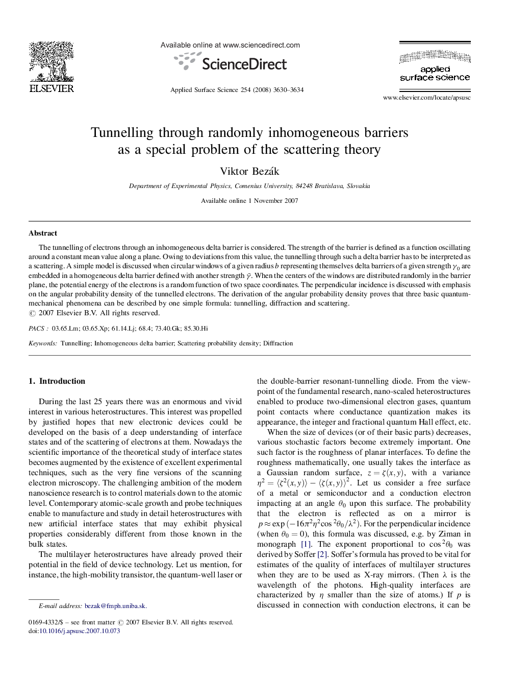 Tunnelling through randomly inhomogeneous barriers as a special problem of the scattering theory