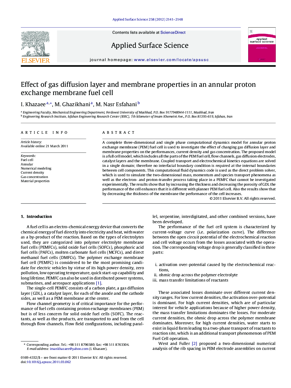 Effect of gas diffusion layer and membrane properties in an annular proton exchange membrane fuel cell