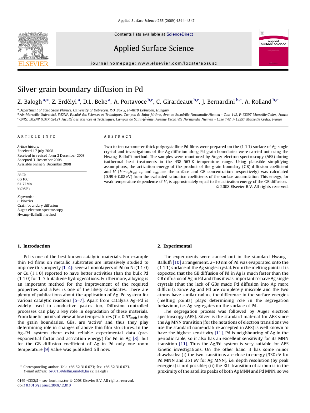 Silver grain boundary diffusion in Pd