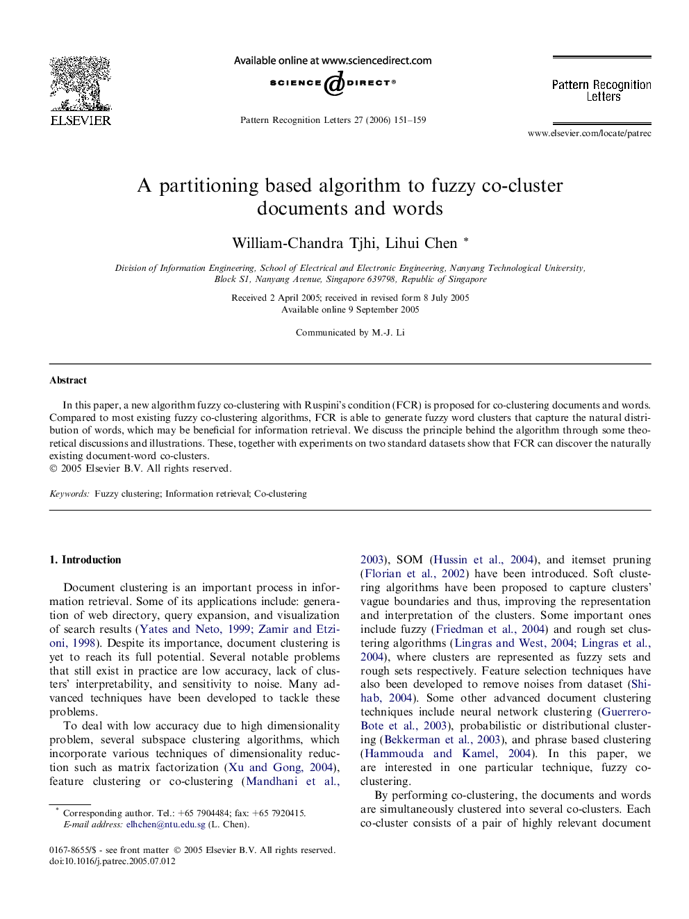 A partitioning based algorithm to fuzzy co-cluster documents and words