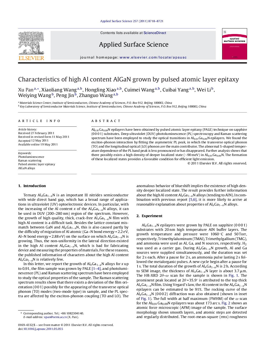 Characteristics of high Al content AlGaN grown by pulsed atomic layer epitaxy