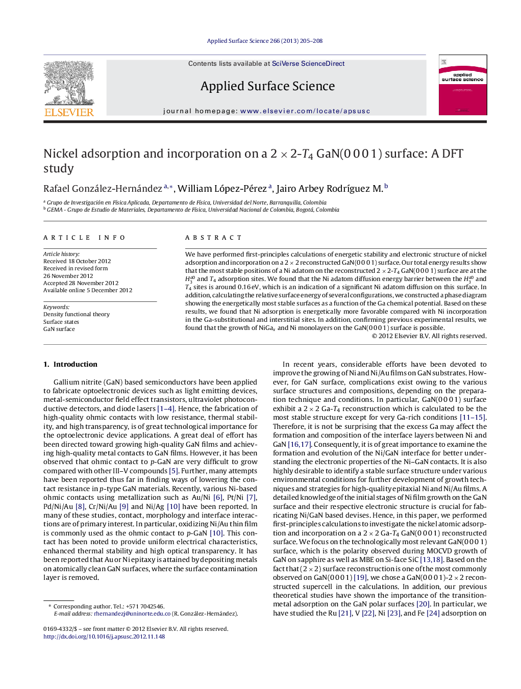 Nickel adsorption and incorporation on a 2Â ÃÂ 2-T4 GaN(0Â 0Â 0Â 1) surface: A DFT study