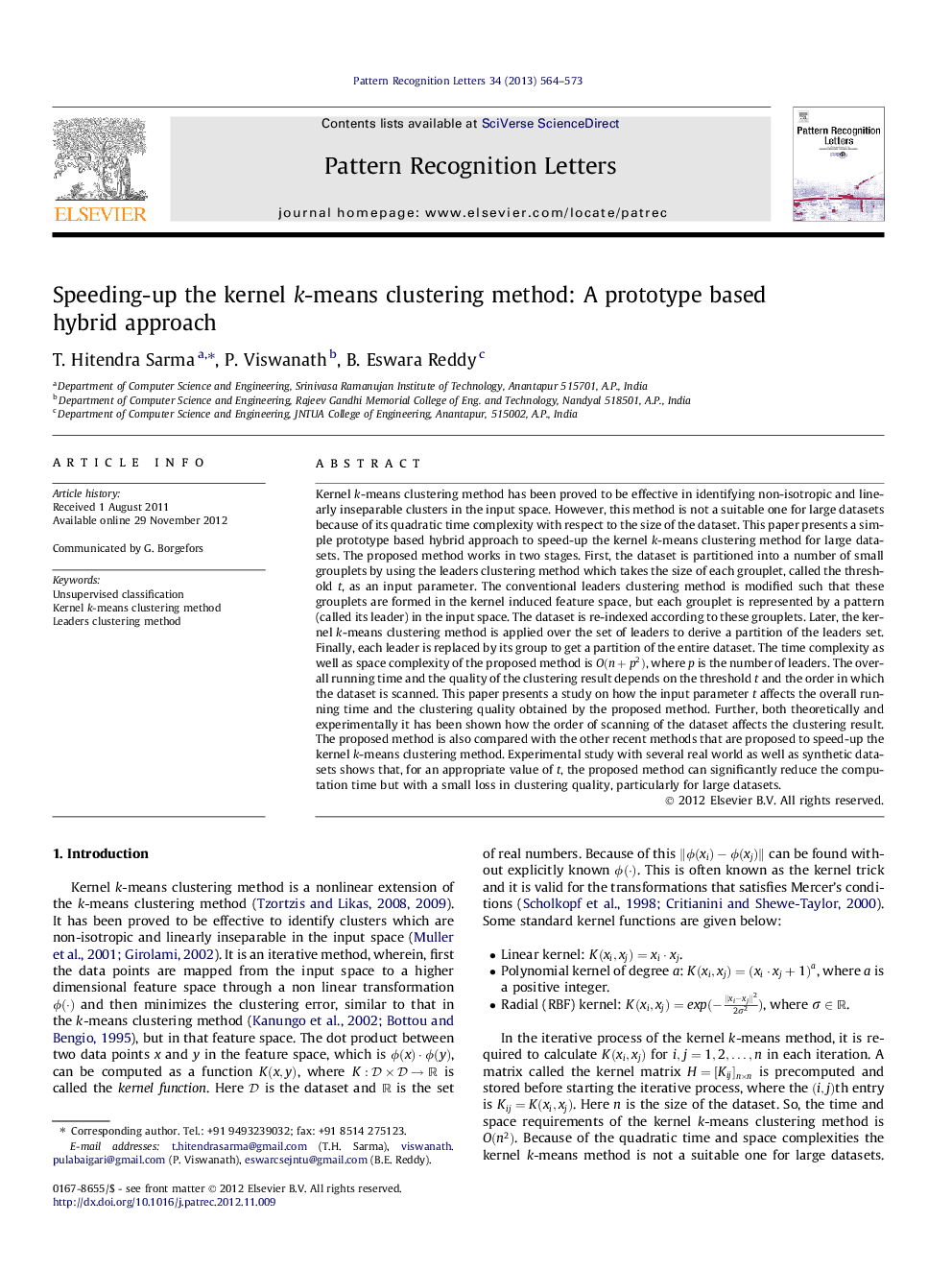 Speeding-up the kernel k-means clustering method: A prototype based hybrid approach