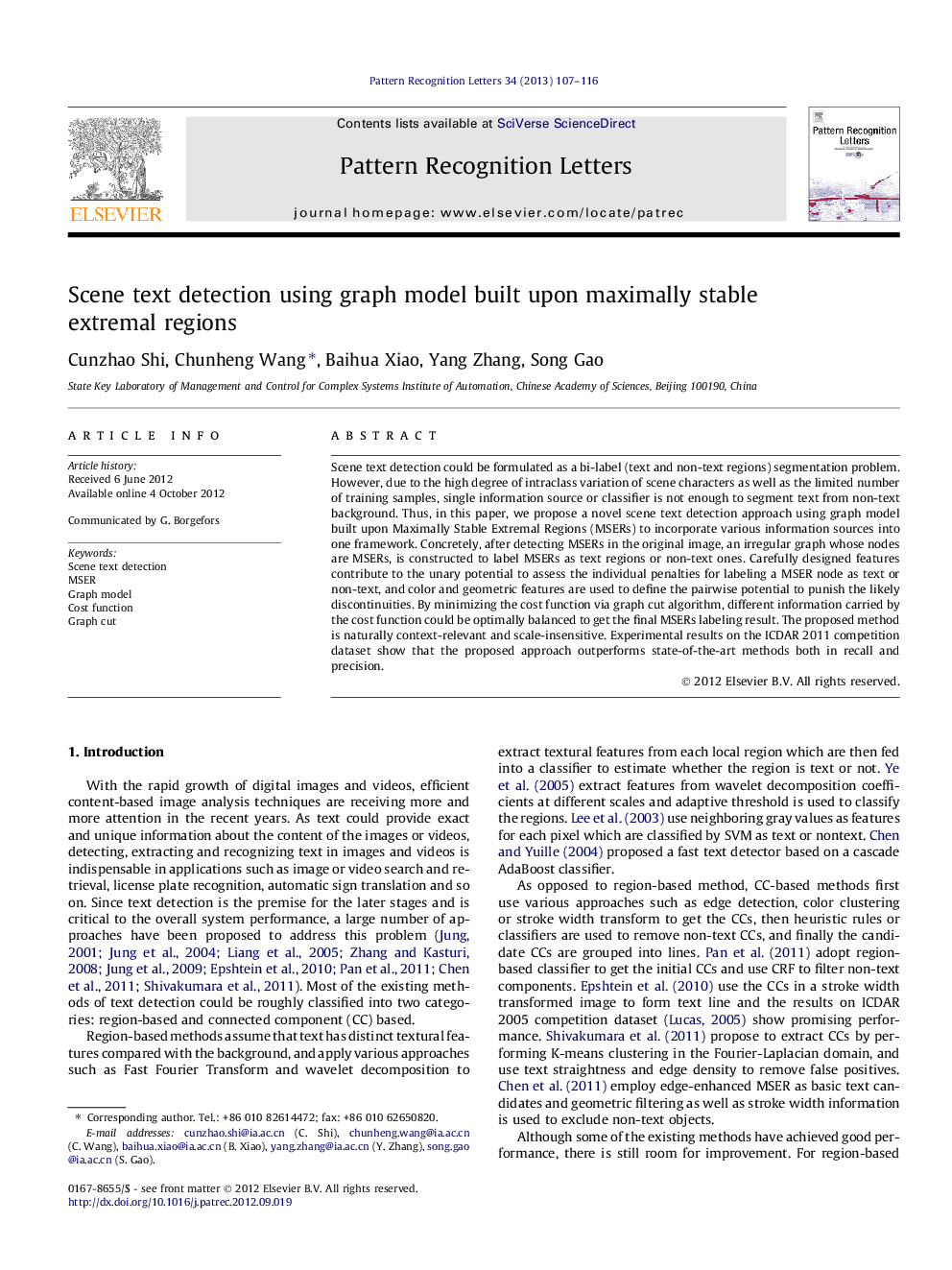 Scene text detection using graph model built upon maximally stable extremal regions