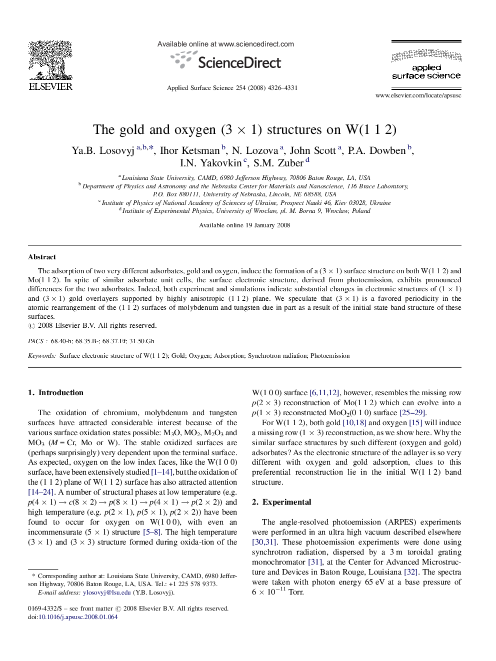 The gold and oxygen (3Â ÃÂ 1) structures on W(1Â 1Â 2)