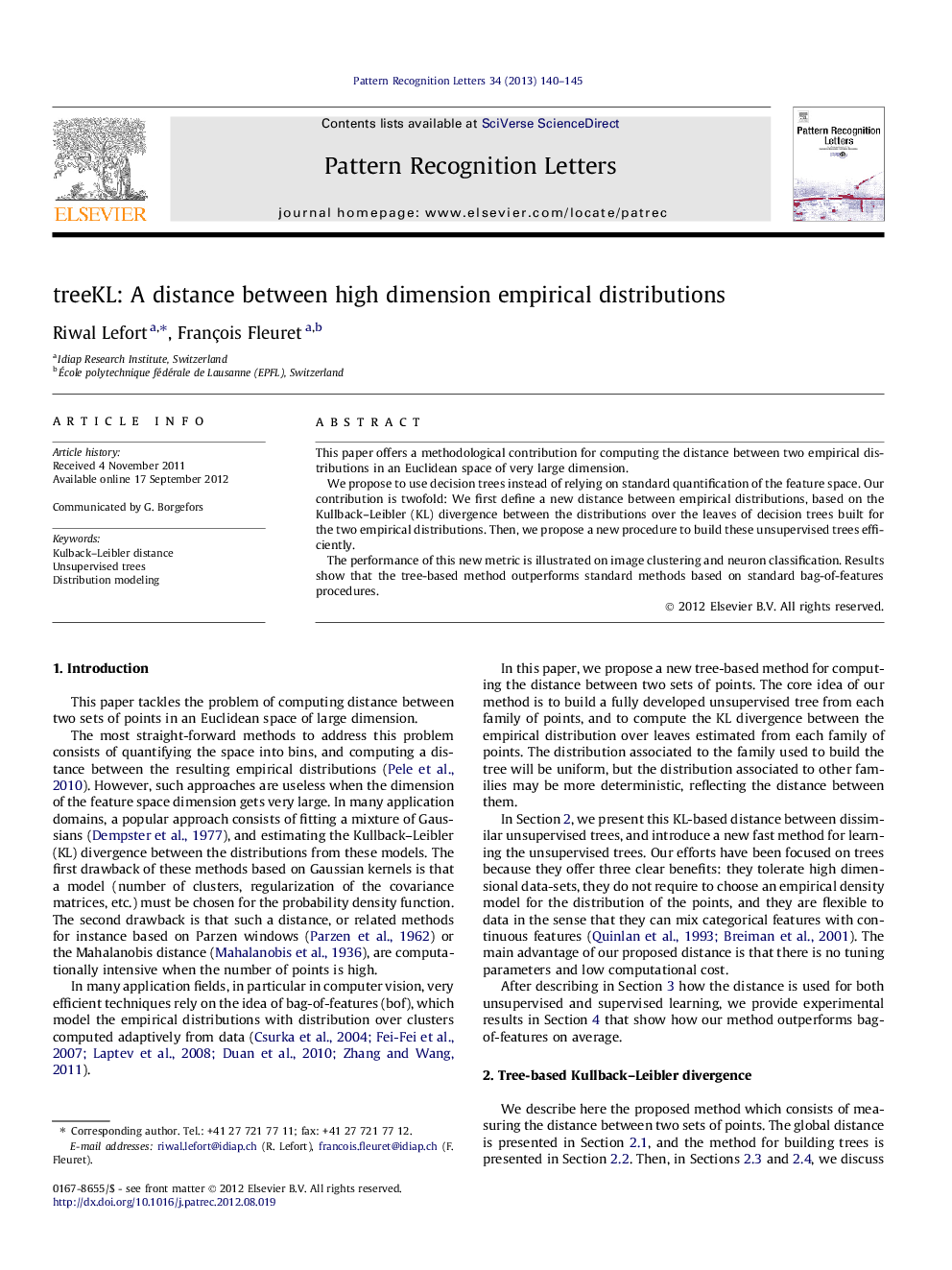 عکس صفحه اول مقاله: treeKL: A distance between high dimension empirical distributions treeKL: A distance between high dimension empirical distributions