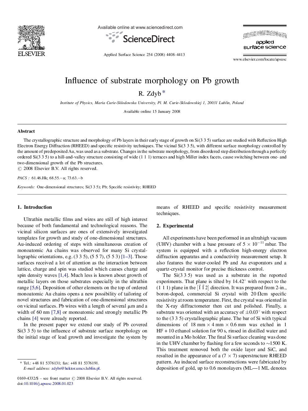 Influence of substrate morphology on Pb growth