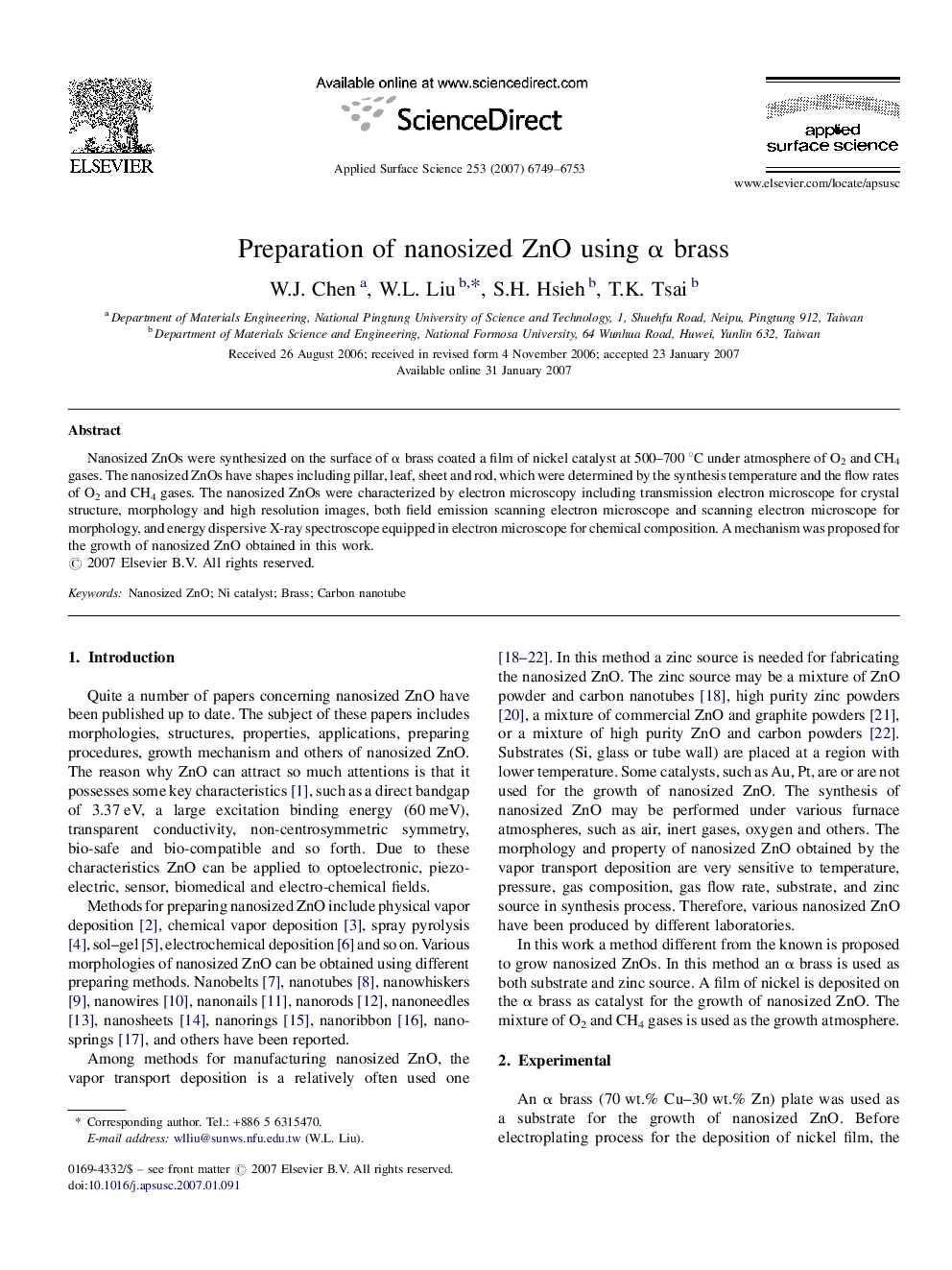 Preparation of nanosized ZnO using Î± brass