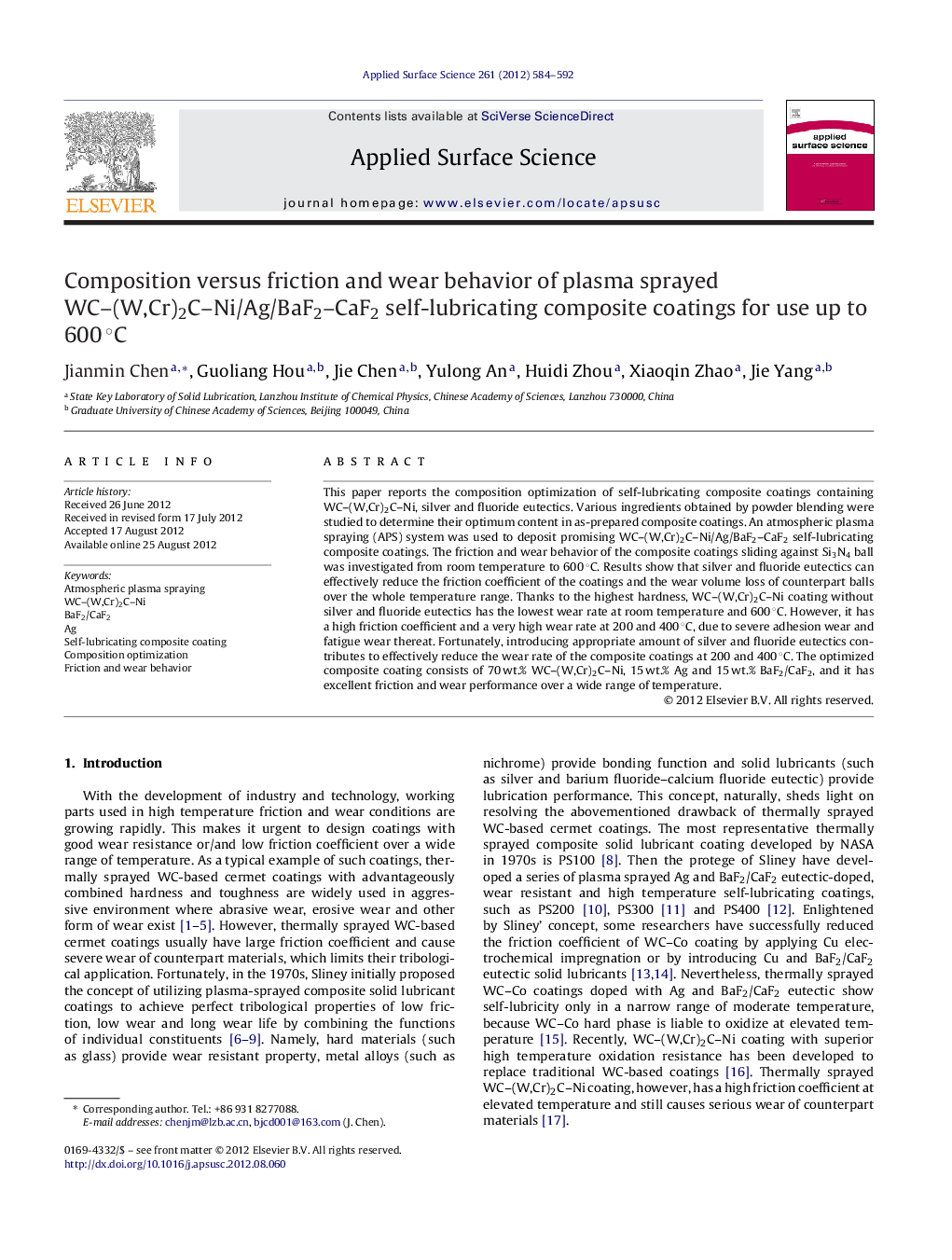 Composition versus friction and wear behavior of plasma sprayed WC-(W,Cr)2C-Ni/Ag/BaF2-CaF2 self-lubricating composite coatings for use up to 600Â Â°C