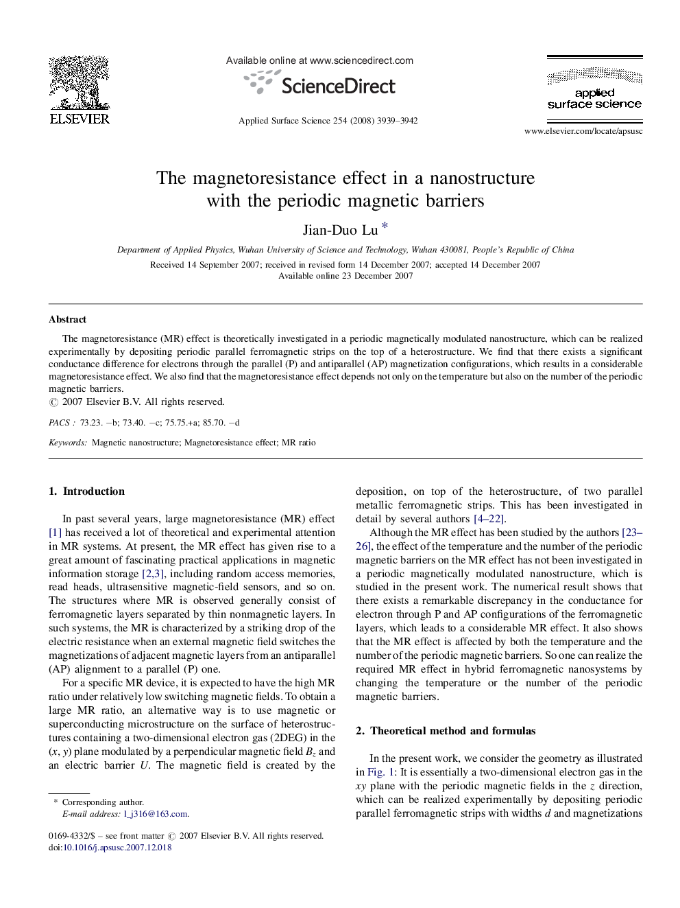 The magnetoresistance effect in a nanostructure with the periodic magnetic barriers