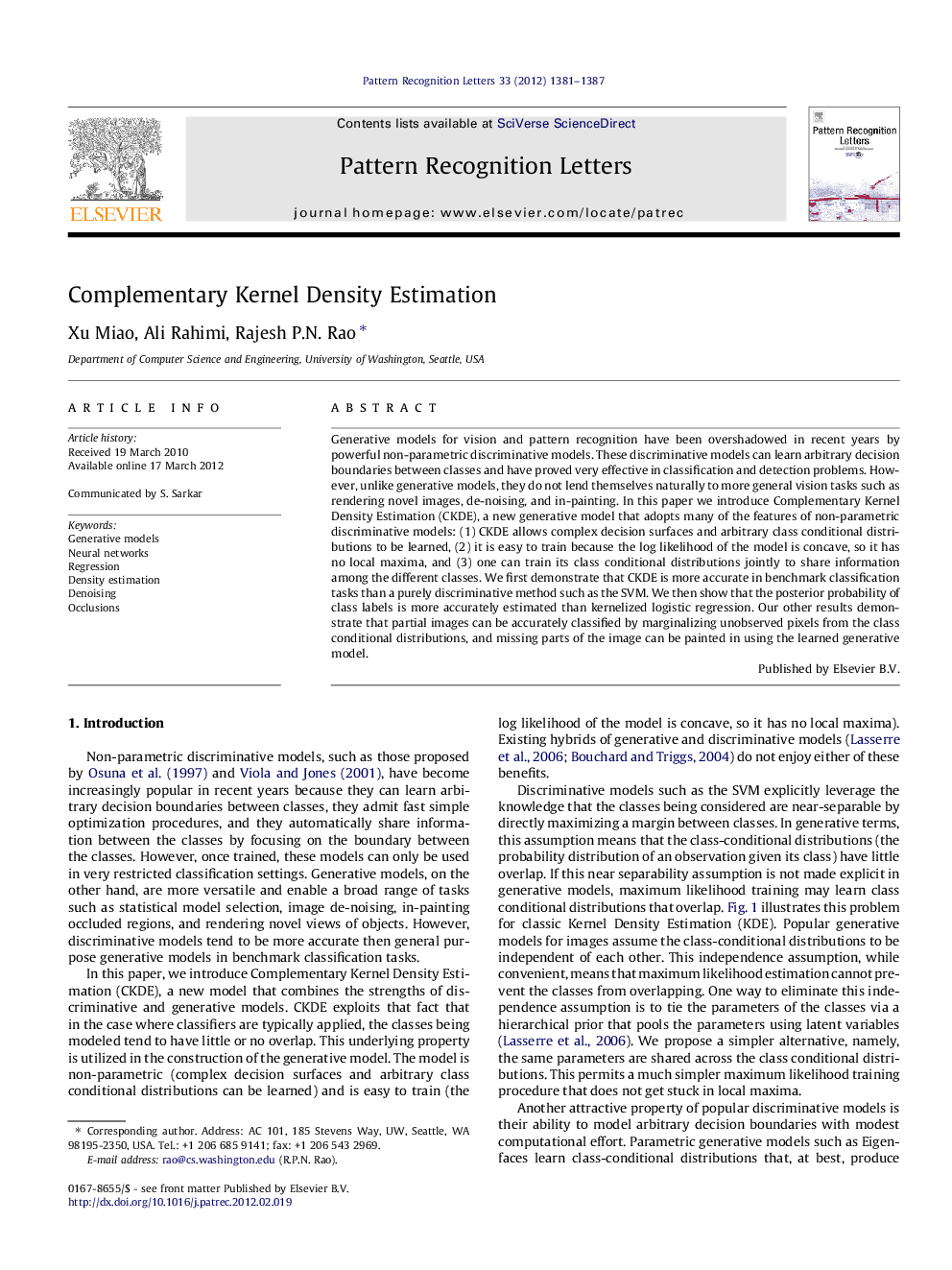 Complementary Kernel Density Estimation