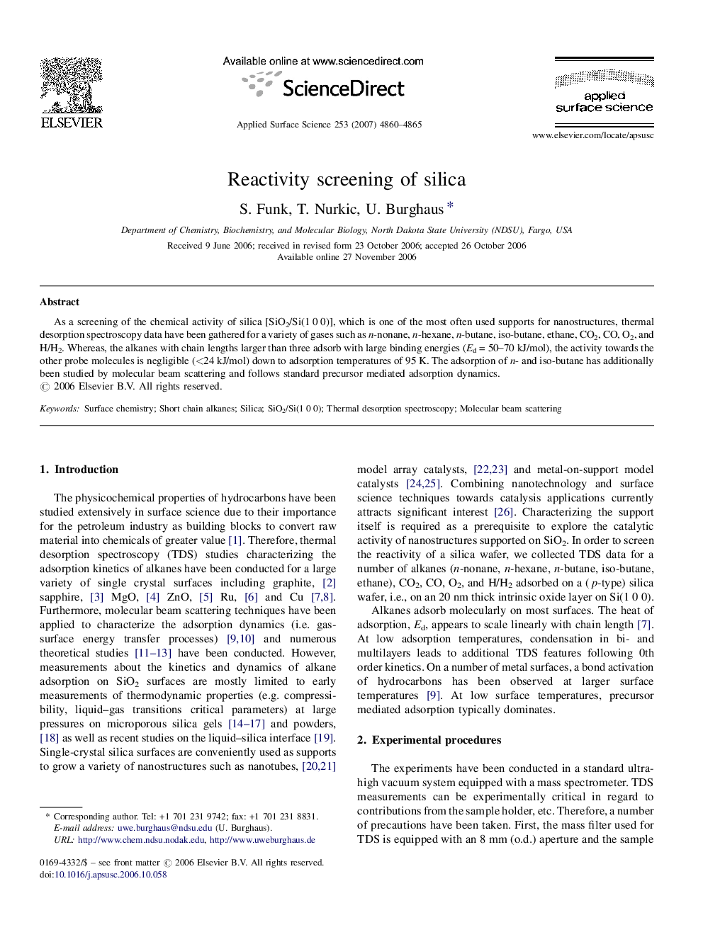 Reactivity screening of silica