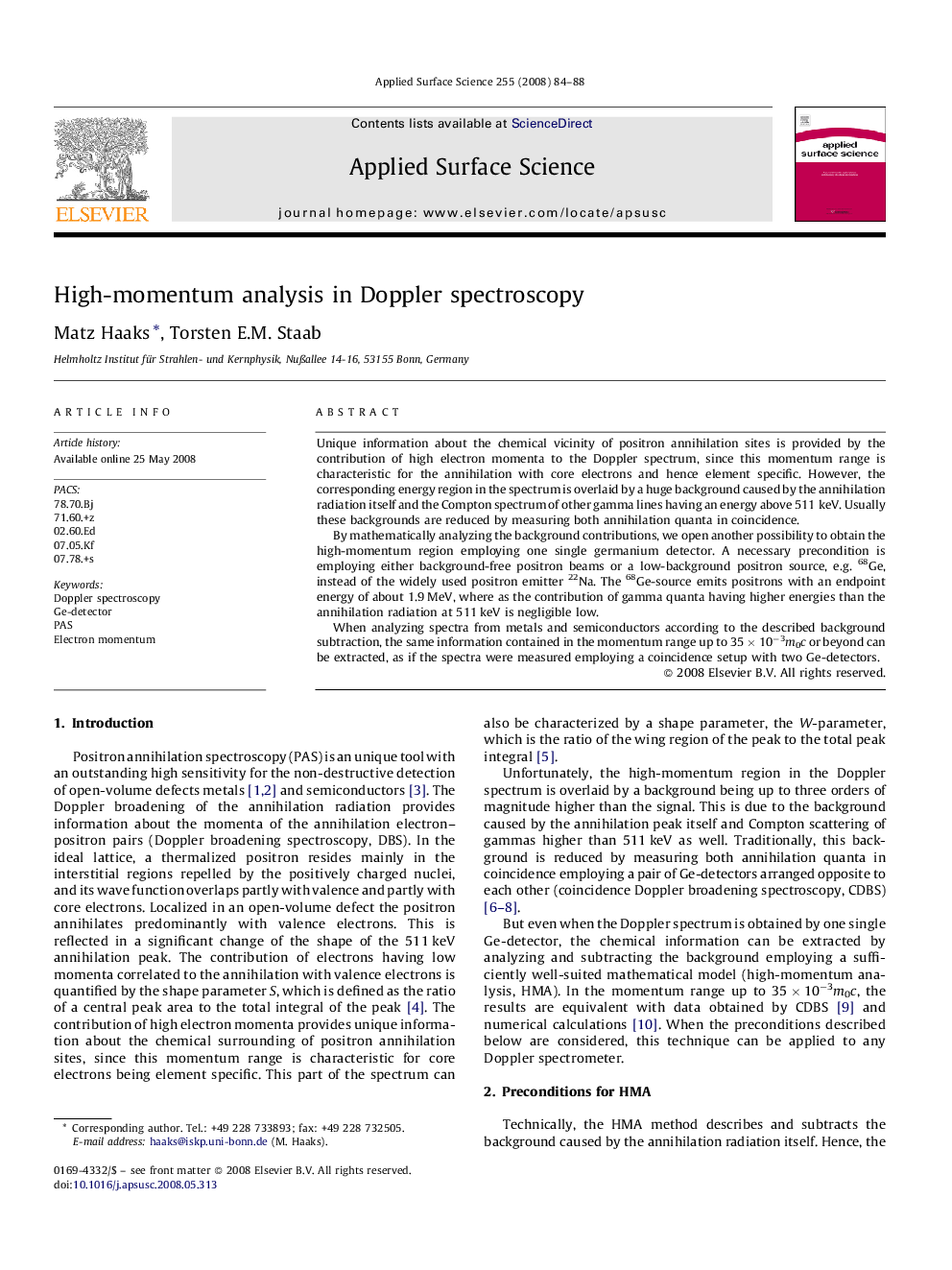 High-momentum analysis in Doppler spectroscopy