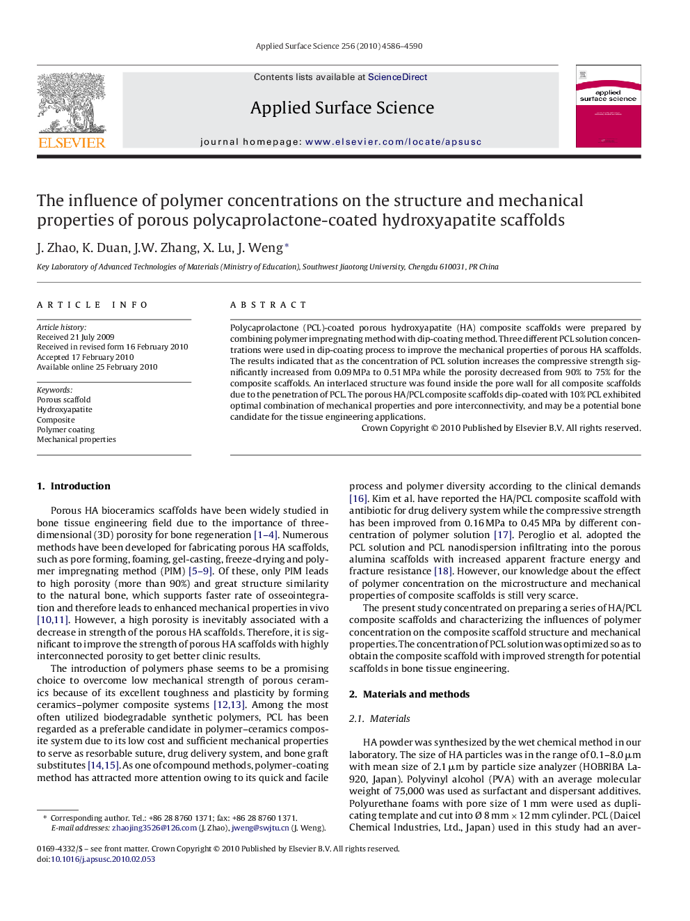 The influence of polymer concentrations on the structure and mechanical properties of porous polycaprolactone-coated hydroxyapatite scaffolds