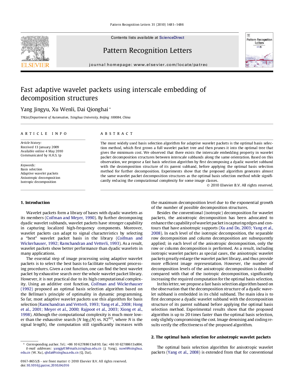 Fast adaptive wavelet packets using interscale embedding of decomposition structures