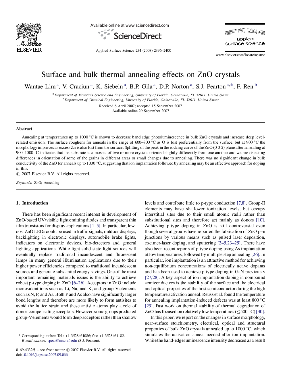 Surface and bulk thermal annealing effects on ZnO crystals