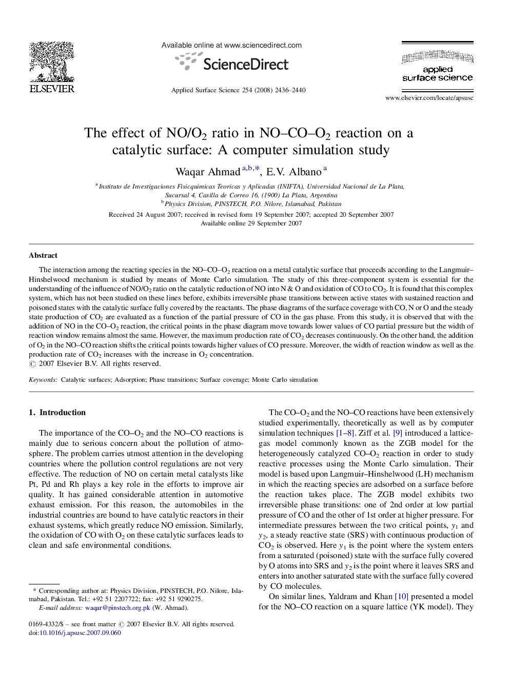 The effect of NO/O2 ratio in NO-CO-O2 reaction on a catalytic surface: A computer simulation study