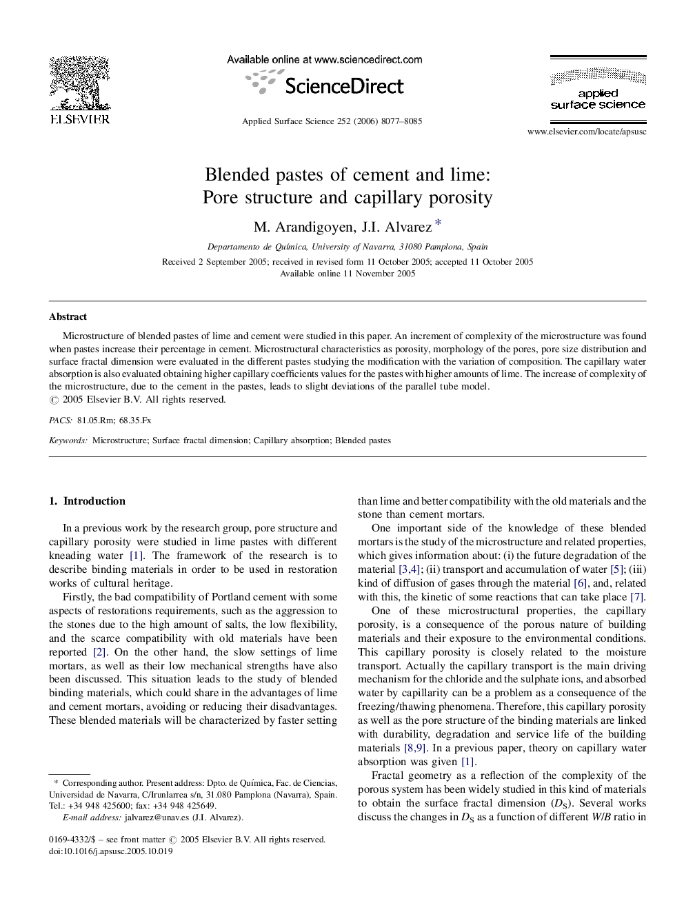 Blended pastes of cement and lime: Pore structure and capillary porosity