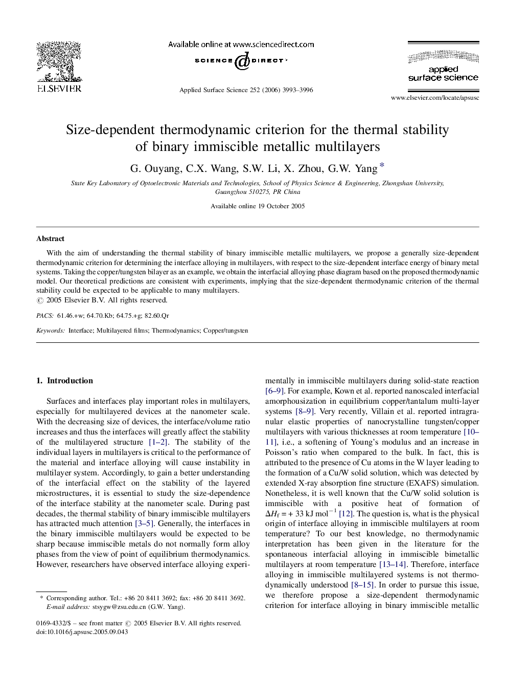 Size-dependent thermodynamic criterion for the thermal stability of binary immiscible metallic multilayers