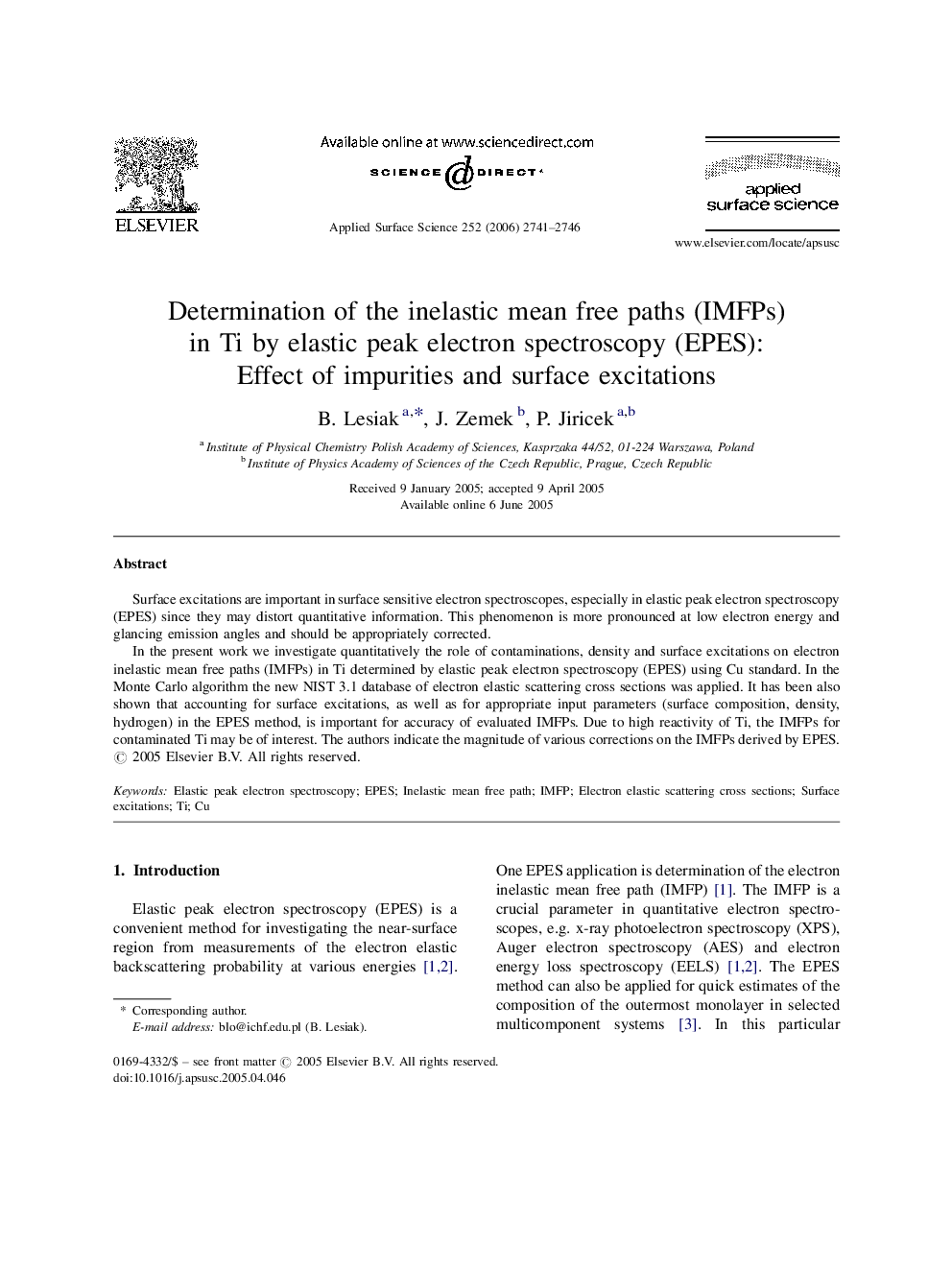 Determination of the inelastic mean free paths (IMFPs) in Ti by elastic peak electron spectroscopy (EPES): Effect of impurities and surface excitations