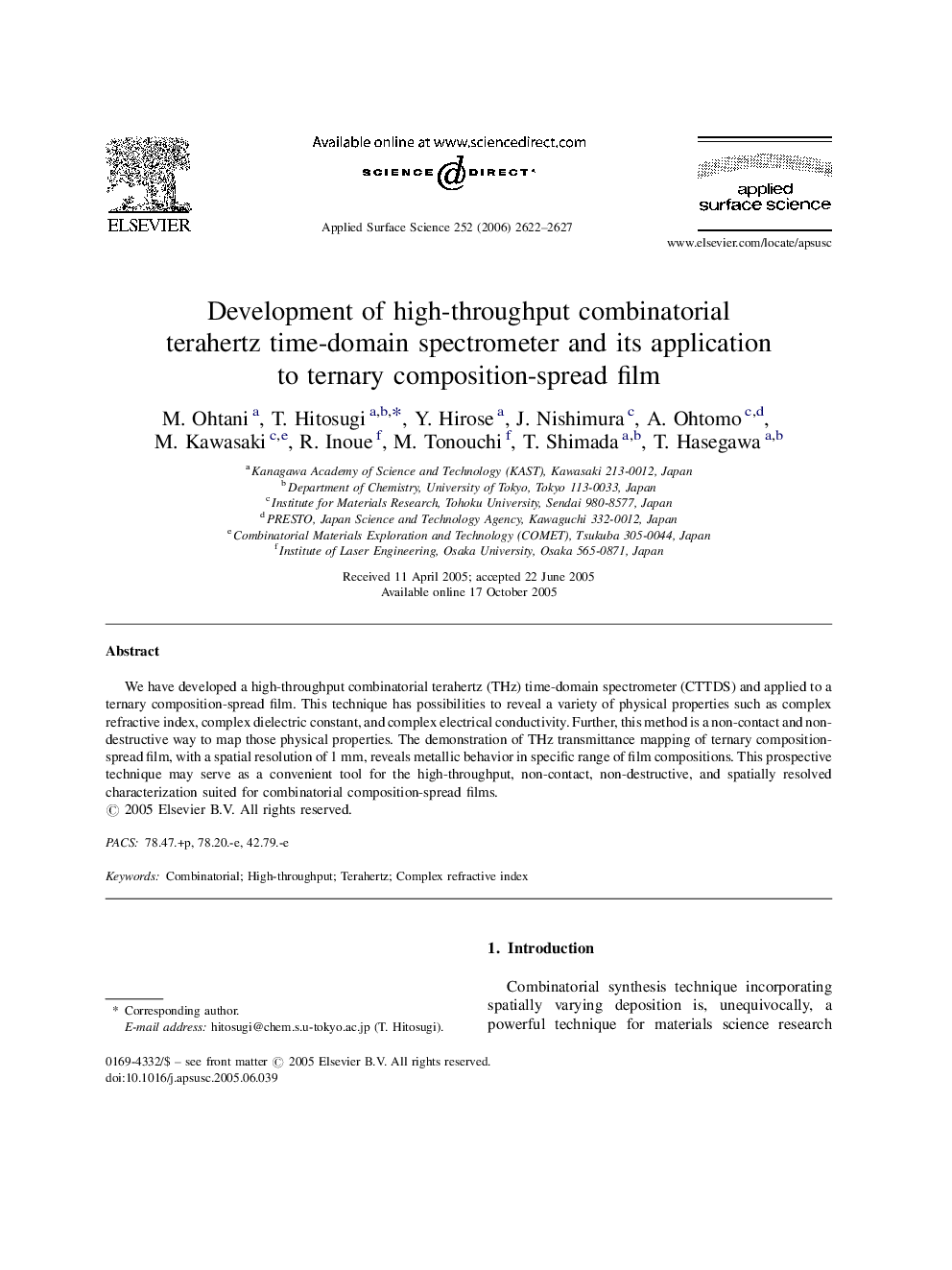 Development of high-throughput combinatorial terahertz time-domain spectrometer and its application to ternary composition-spread film