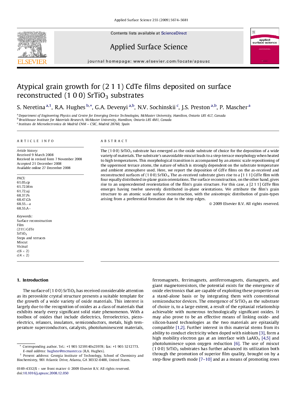 Atypical grain growth for (2 1 1) CdTe films deposited on surface reconstructed (1 0 0) SrTiO3 substrates