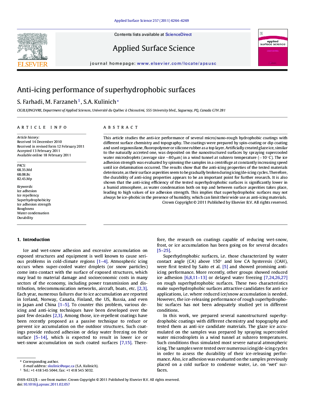 Anti-icing performance of superhydrophobic surfaces