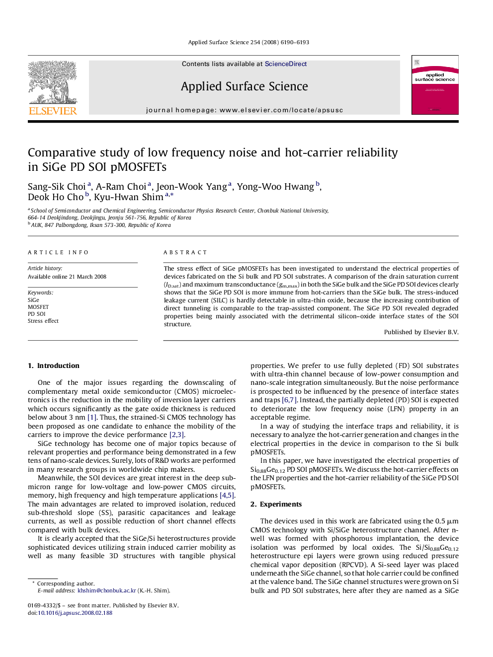 Comparative study of low frequency noise and hot-carrier reliability in SiGe PD SOI pMOSFETs