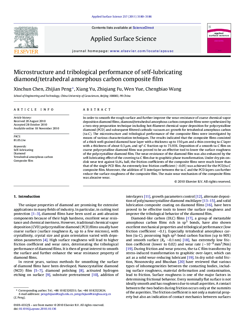 Microstructure and tribological performance of self-lubricating diamond/tetrahedral amorphous carbon composite film