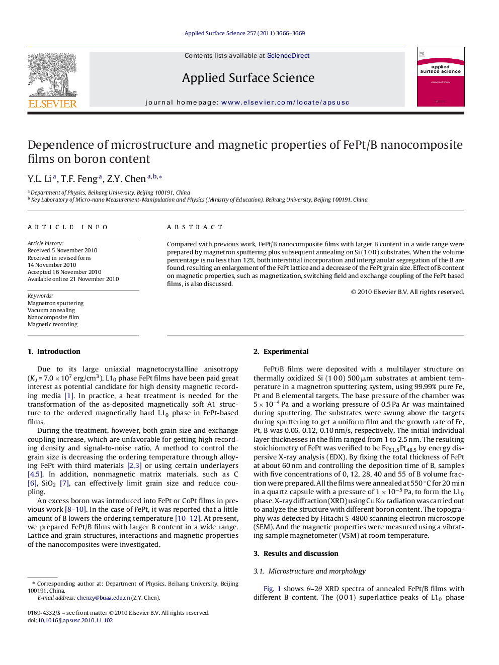 Dependence of microstructure and magnetic properties of FePt/B nanocomposite films on boron content