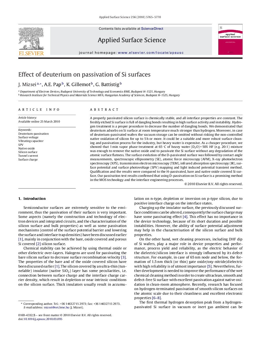 Effect of deuterium on passivation of Si surfaces