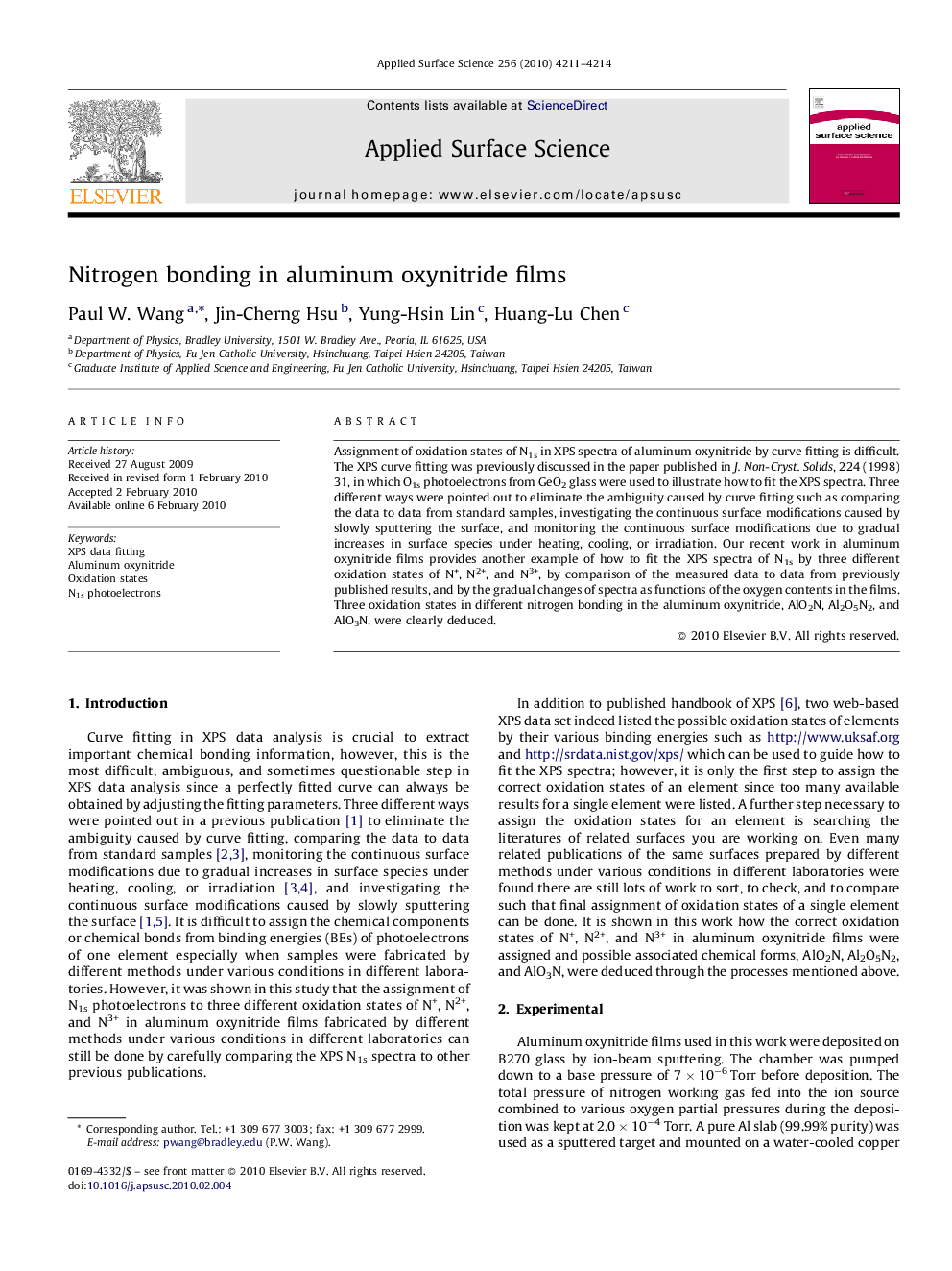 Nitrogen bonding in aluminum oxynitride films