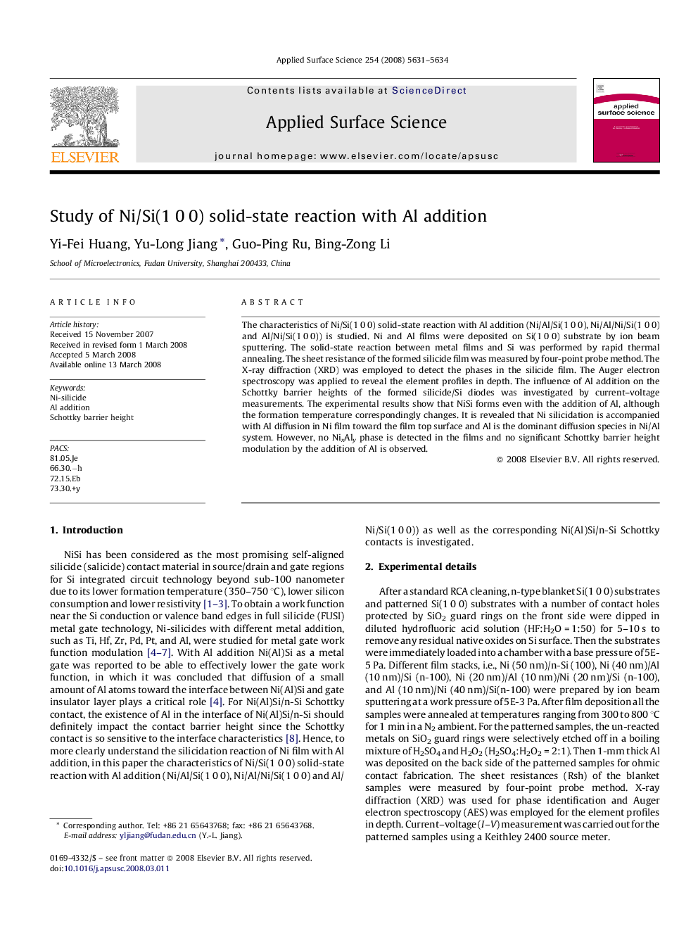 Study of Ni/Si(1 0 0) solid-state reaction with Al addition