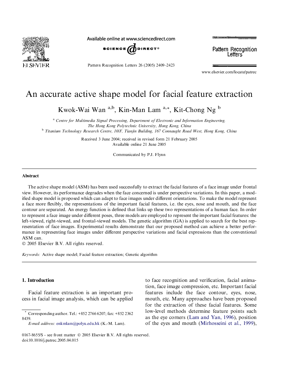 An accurate active shape model for facial feature extraction