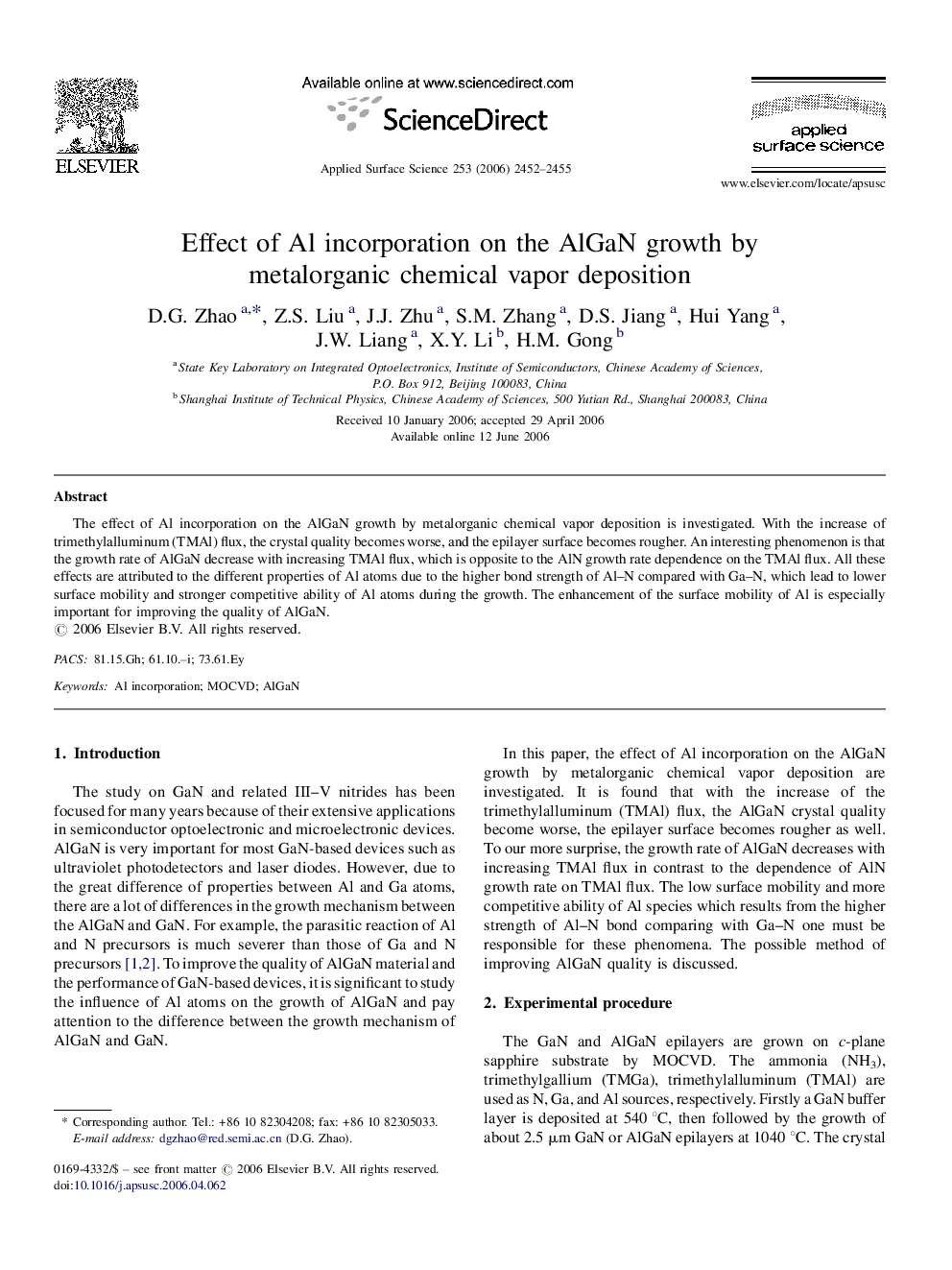 Effect of Al incorporation on the AlGaN growth by metalorganic chemical vapor deposition