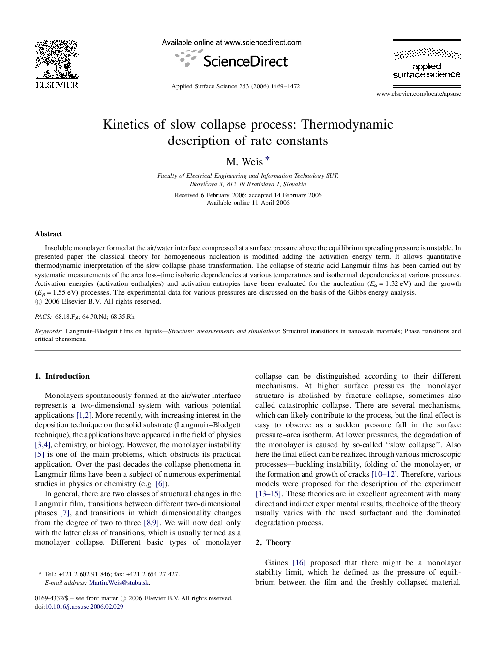 Kinetics of slow collapse process: Thermodynamic description of rate constants