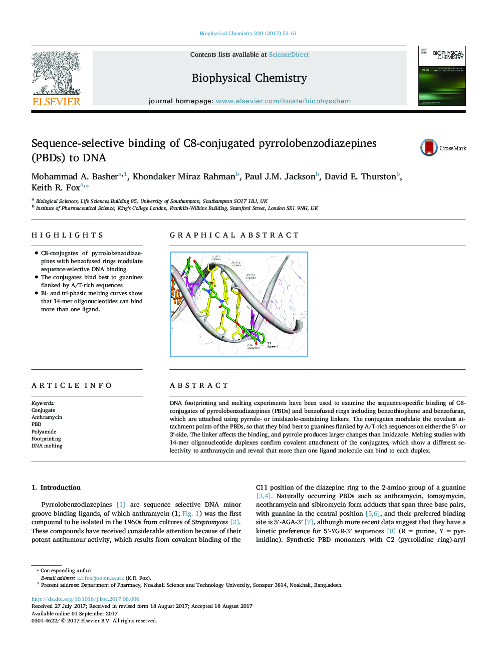 Sequence-selective binding of C8-conjugated pyrrolobenzodiazepines (PBDs) to DNA