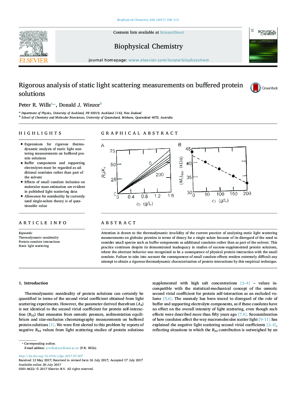 Rigorous analysis of static light scattering measurements on buffered protein solutions