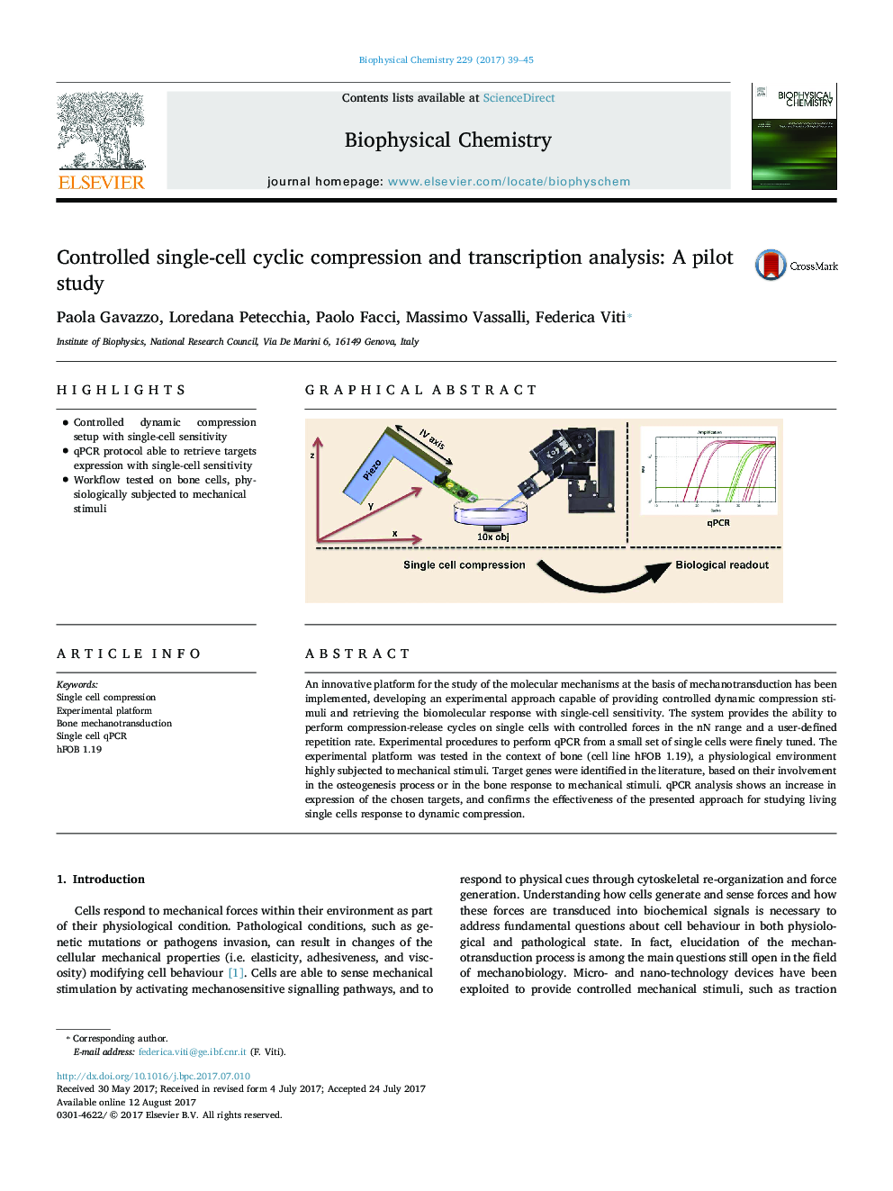 Controlled single-cell cyclic compression and transcription analysis: A pilot study