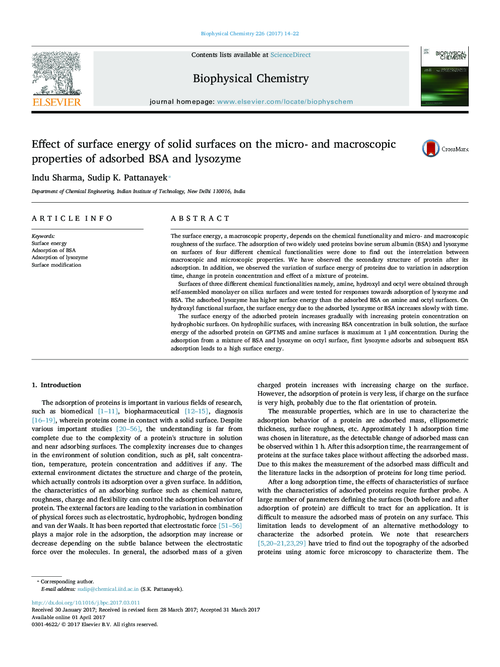 Effect of surface energy of solid surfaces on the micro- and macroscopic properties of adsorbed BSA and lysozyme