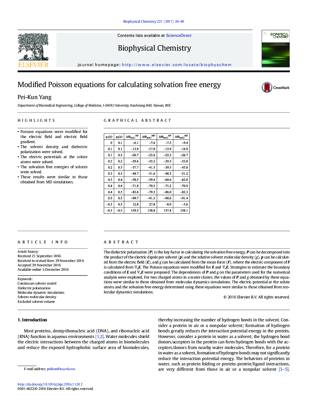 Modified Poisson equations for calculating solvation free energy