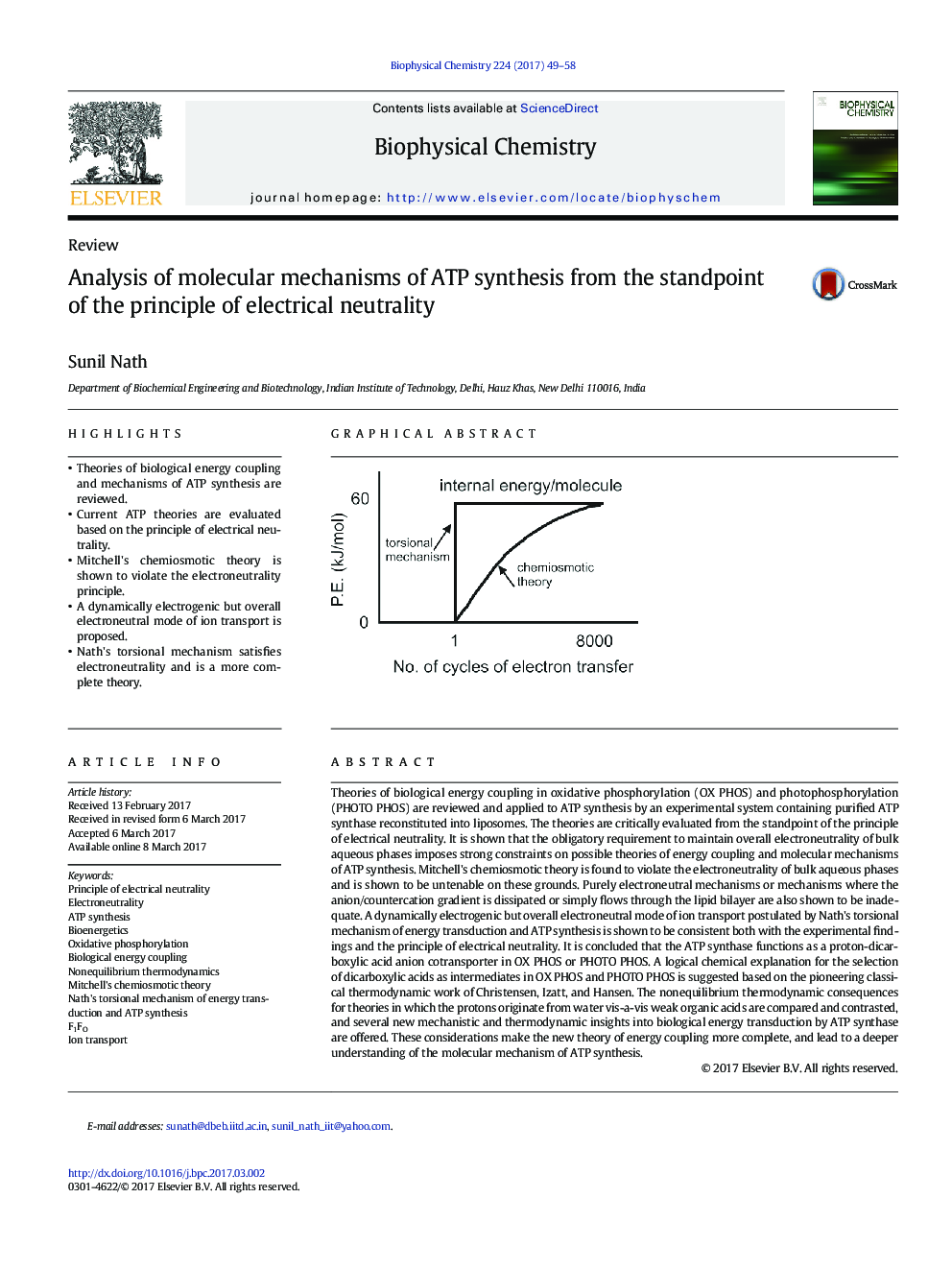 Analysis of molecular mechanisms of ATP synthesis from the standpoint of the principle of electrical neutrality