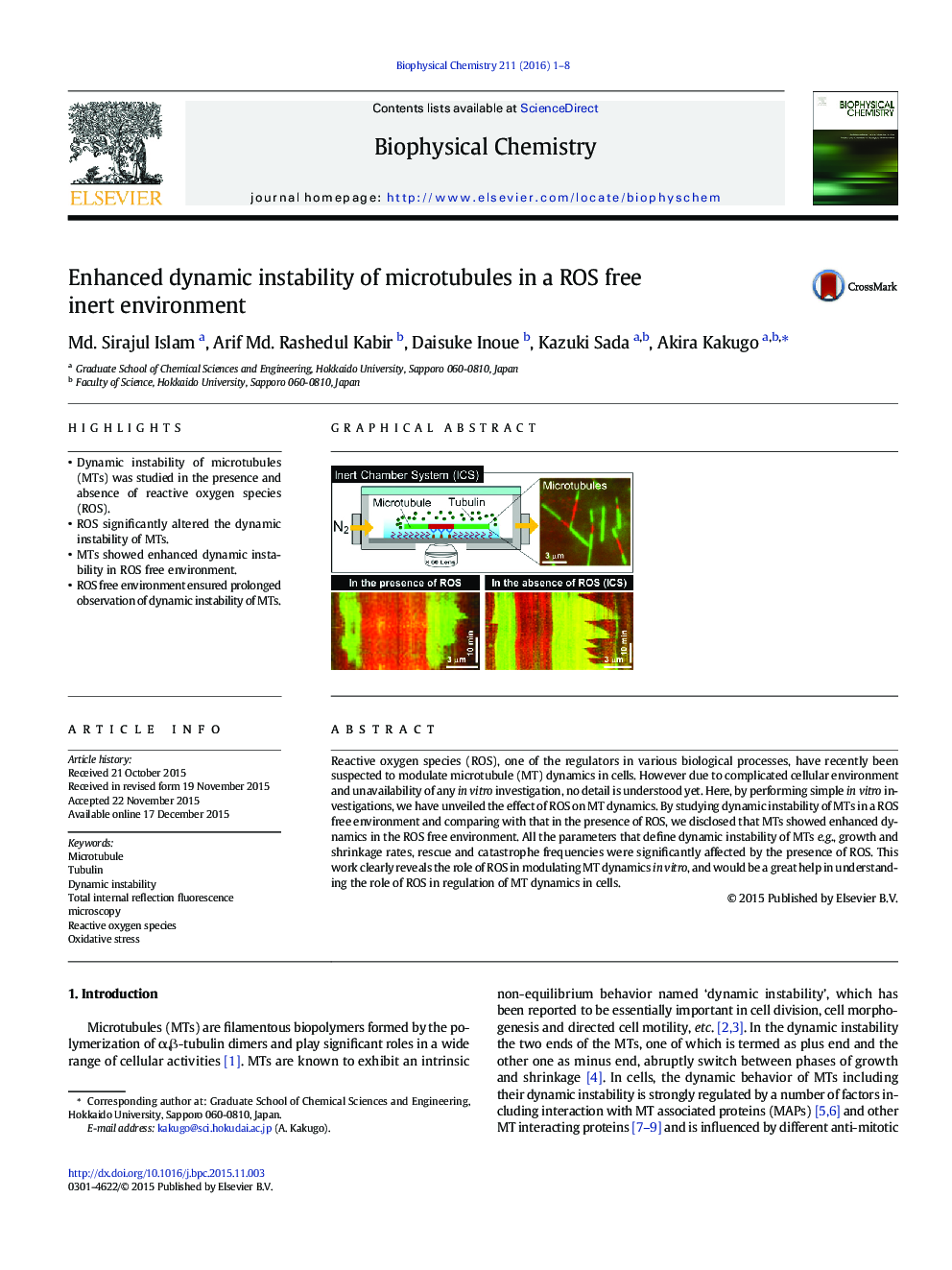 Enhanced dynamic instability of microtubules in a ROS free inert environment