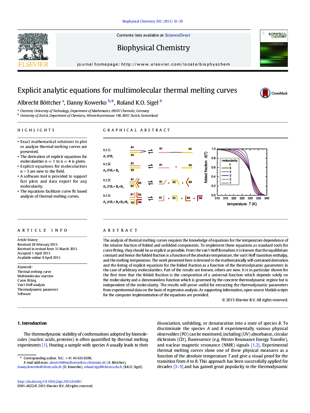 Explicit analytic equations for multimolecular thermal melting curves