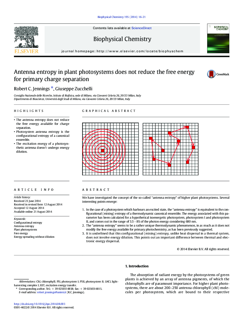 Antenna entropy in plant photosystems does not reduce the free energy for primary charge separation